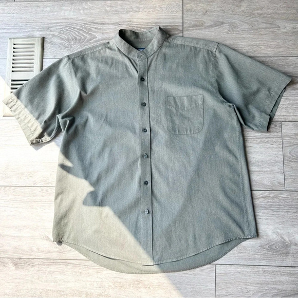 Polo Ralph Lauren Military Green Stand Collar Short Sleeve  Shirt - Picture 3 of 13